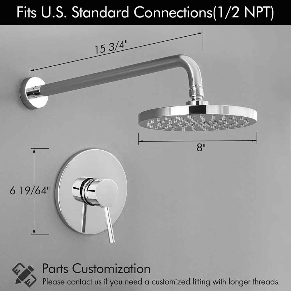 13.40-in. x 4-in. Shower Kit Polished Chrome Brass CUPC