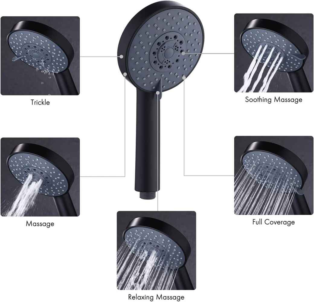 Matte Black Wall Mount Stainless Steel Round Shower Head