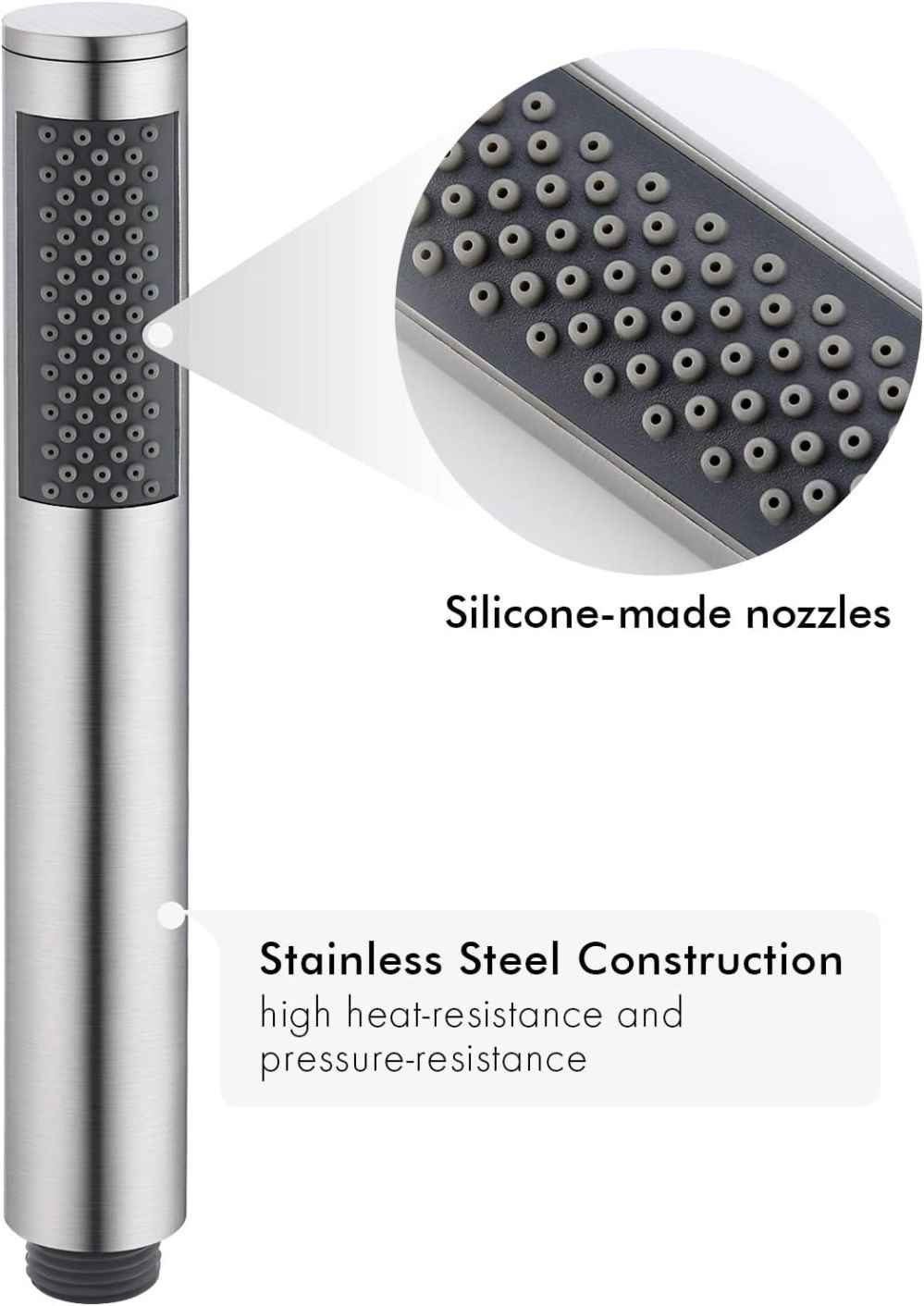 Brushed Steel Wall Mount Stainless Steel Cylindrical Shower Head