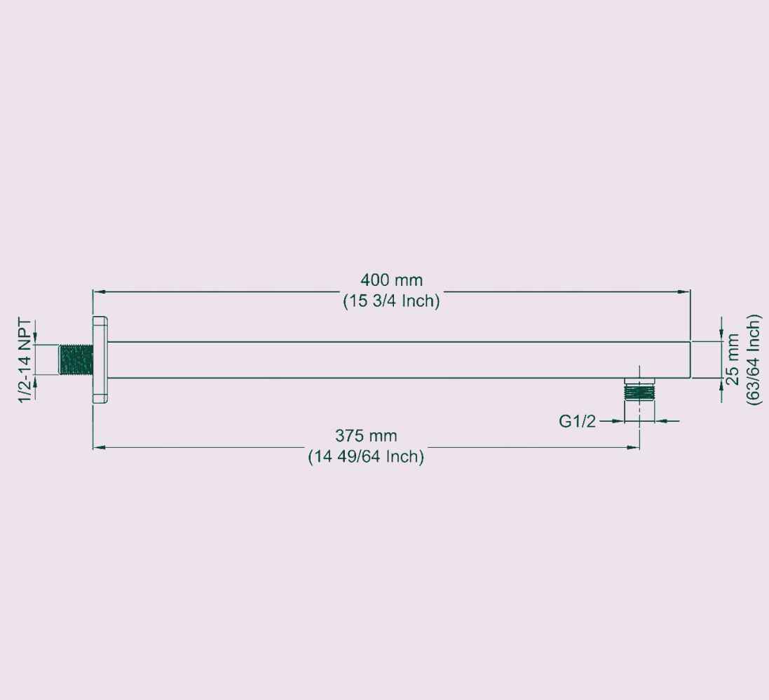 17.5 in. Stainless Steel Shower Arm In Polished Chrome Stainless Steel CUPC
