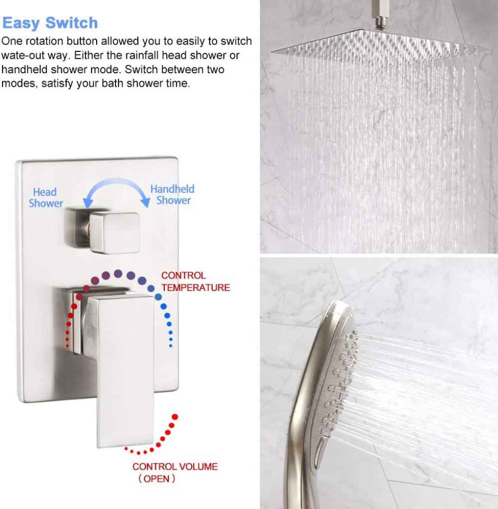 14.5-in. x 9.90-in. Shower Kit Brushed Nickel Stainless Steel CUPC