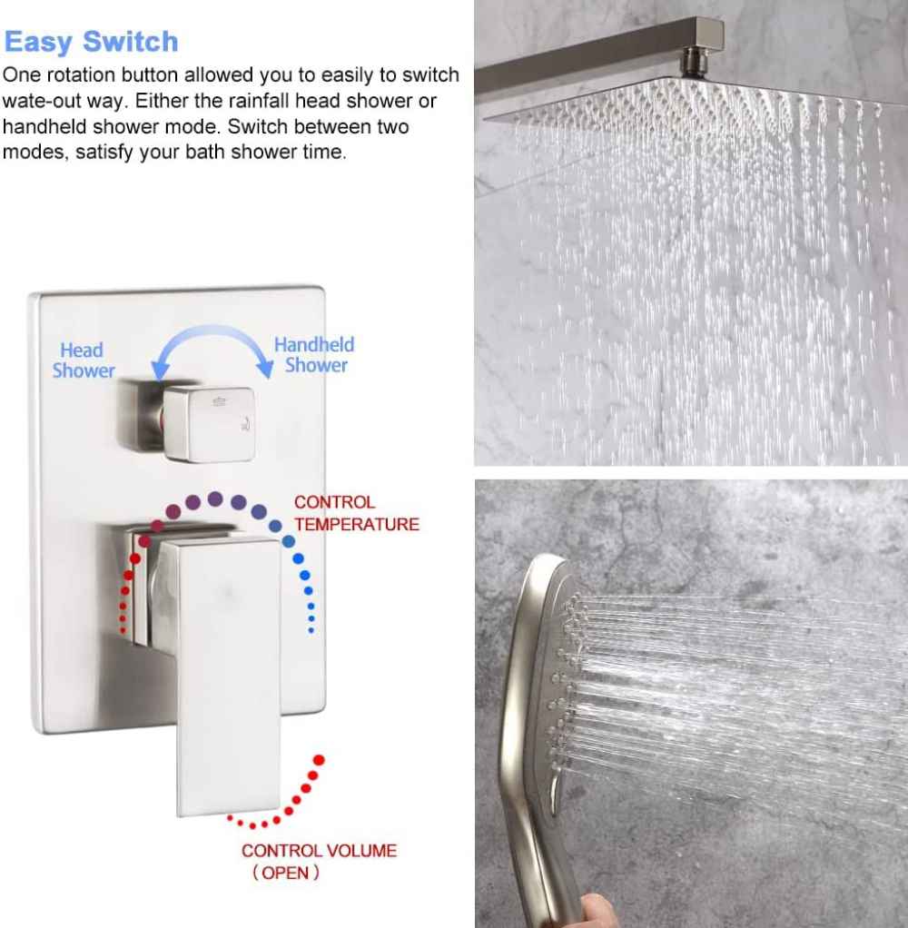 14.5-in. x 10.09-in. Shower Kit Brushed Nickel Stainless Steel-Brass CUPC