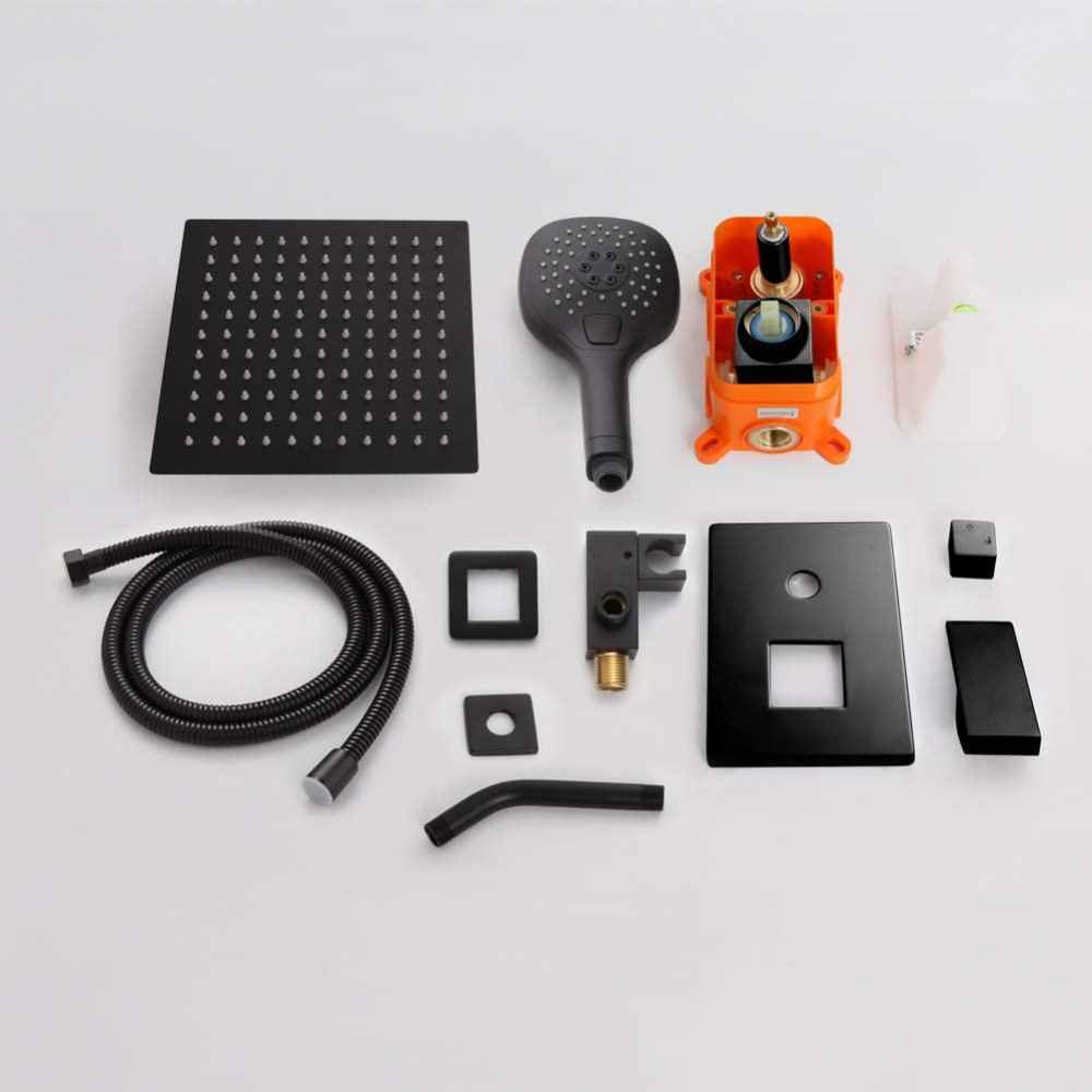 11.96-in. x 6.6-in. Shower Kit Black Brass CUPC