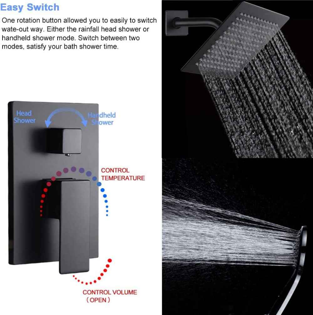 11.96-in. x 6.6-in. Shower Kit Black Brass CUPC