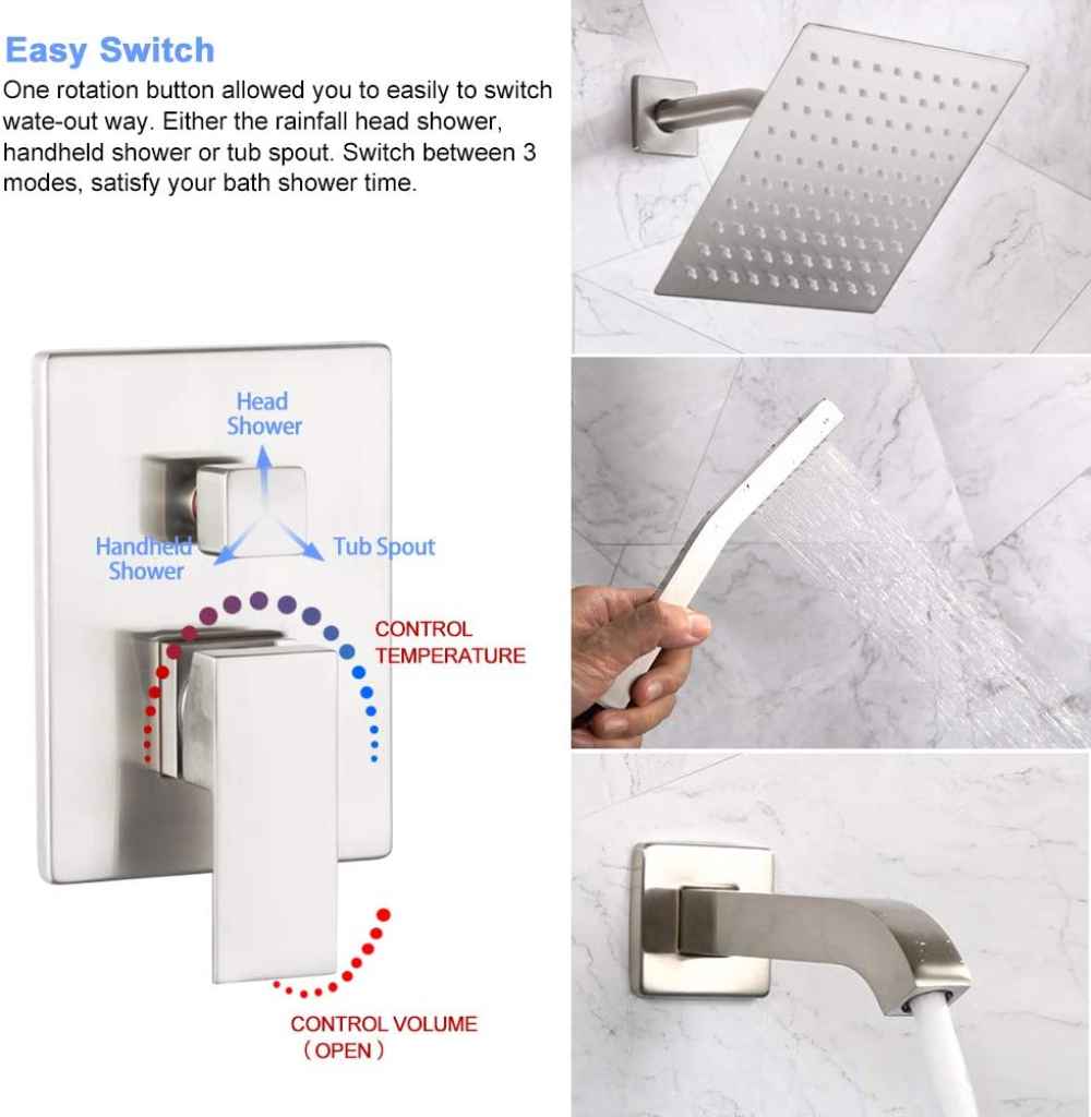 12.16-in. x 6.81-in. Shower Kit Brushed Nickel Brass CUPC
