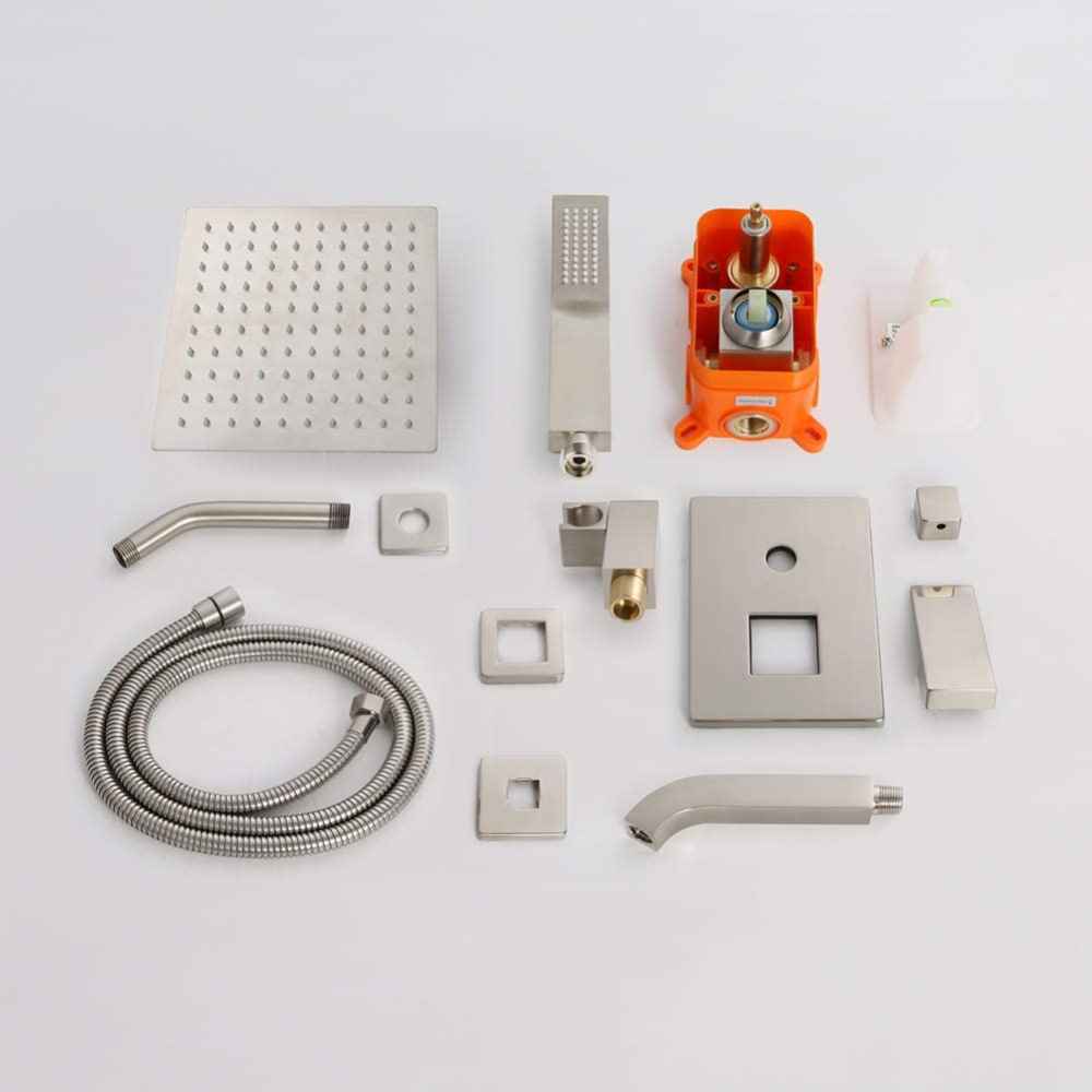 12.16-in. x 6.81-in. Shower Kit Brushed Nickel Brass CUPC
