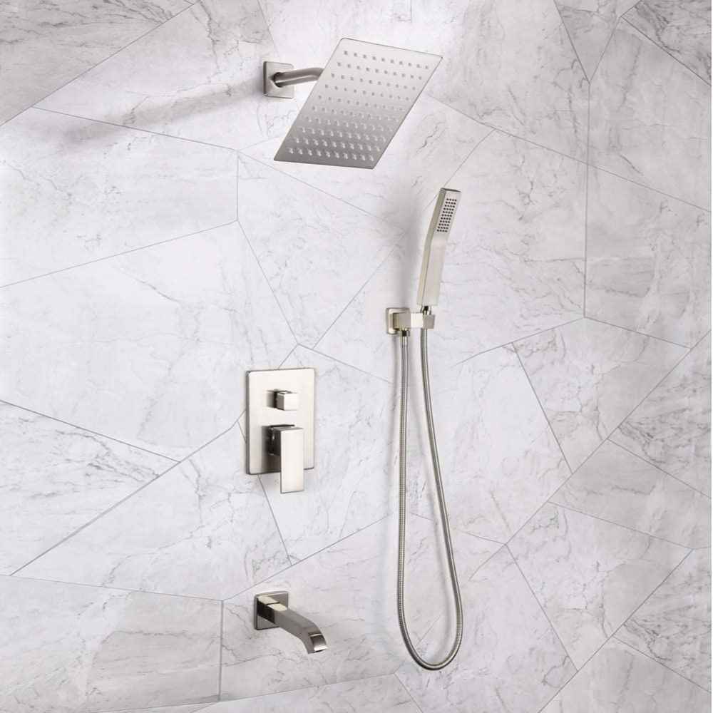 12.16-in. x 6.81-in. Shower Kit Brushed Nickel Brass CUPC