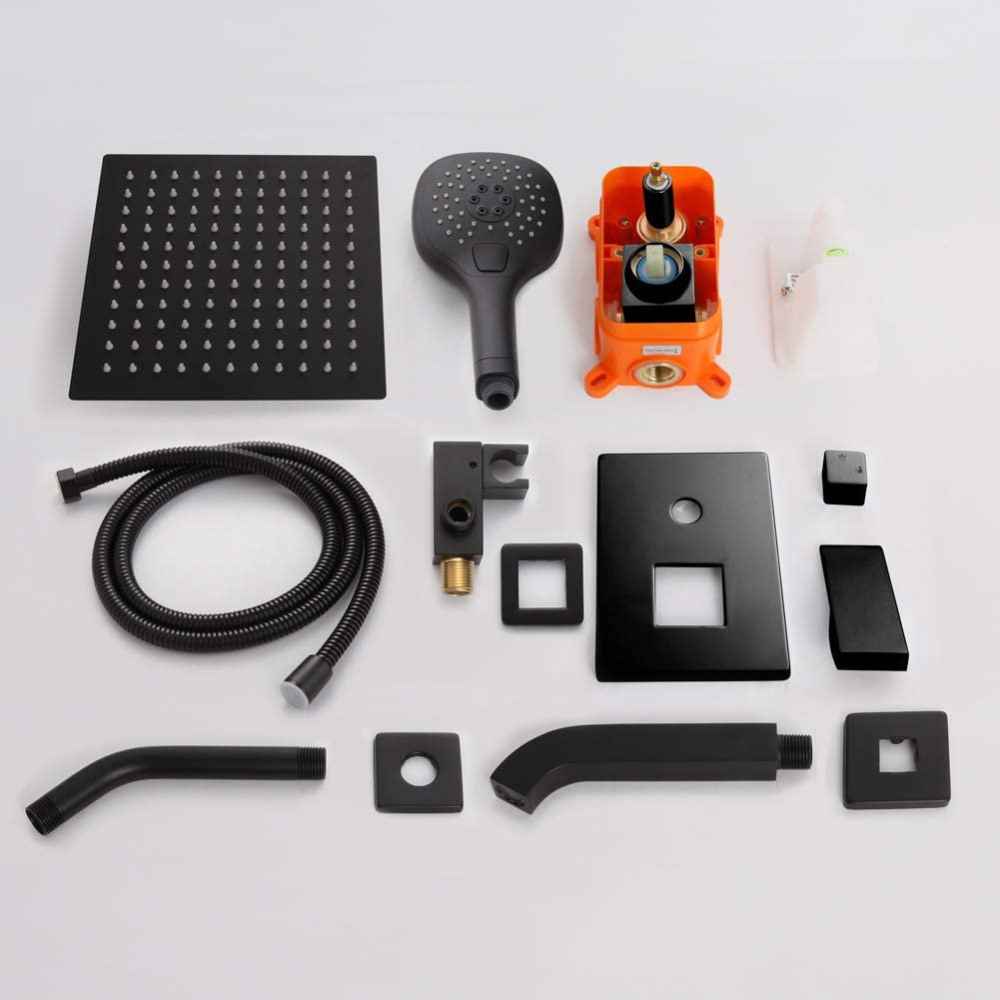 12.04-in. x 6.77-in. Shower Kit Black Stainless Steel
