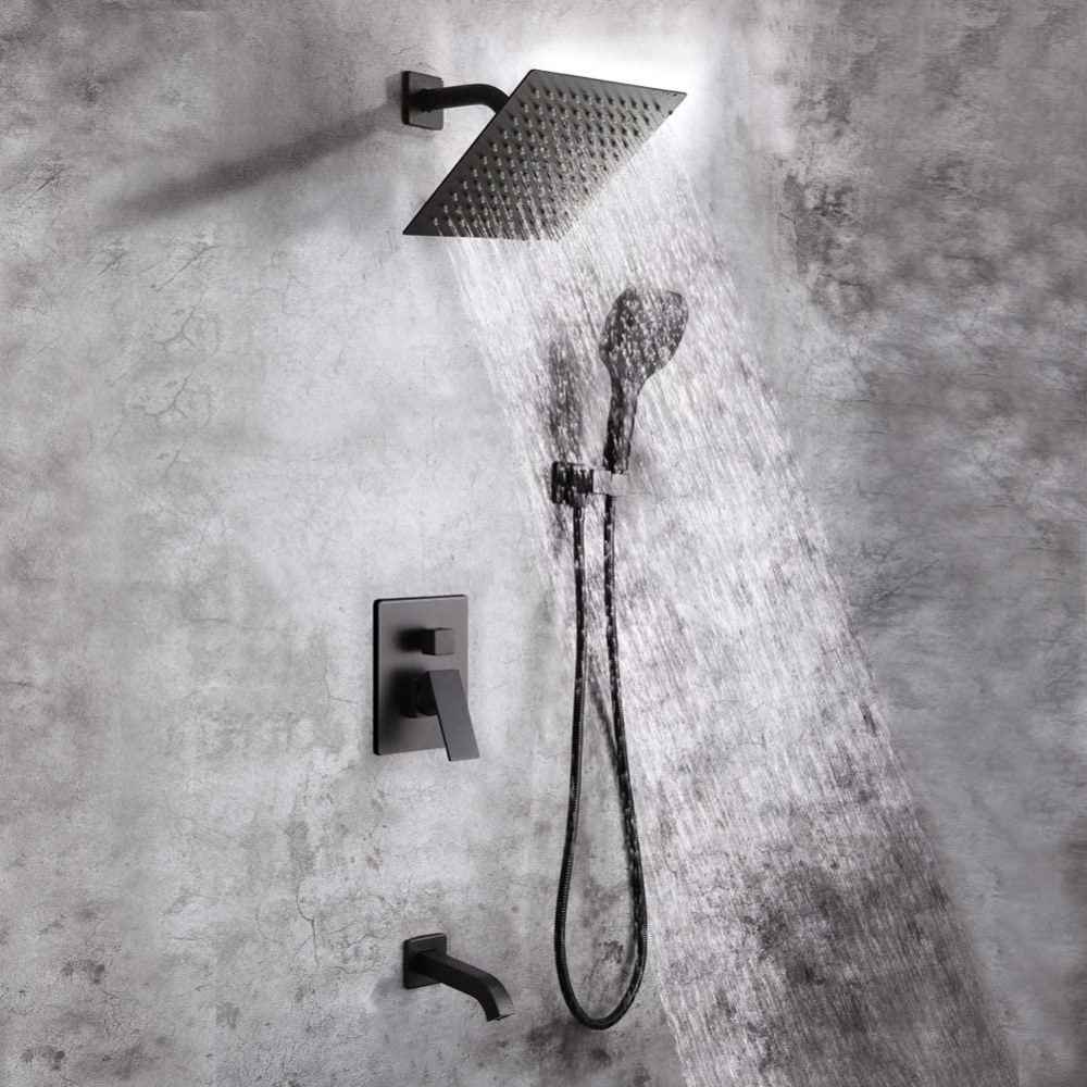 12.04-in. x 6.77-in. Shower Kit Black Stainless Steel