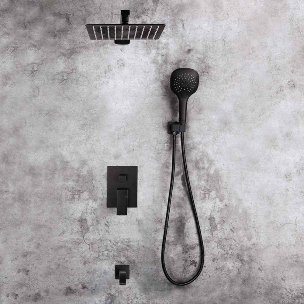 14.40-in. x 9.92-in. Shower Kit Black Stainless Steel CUPC