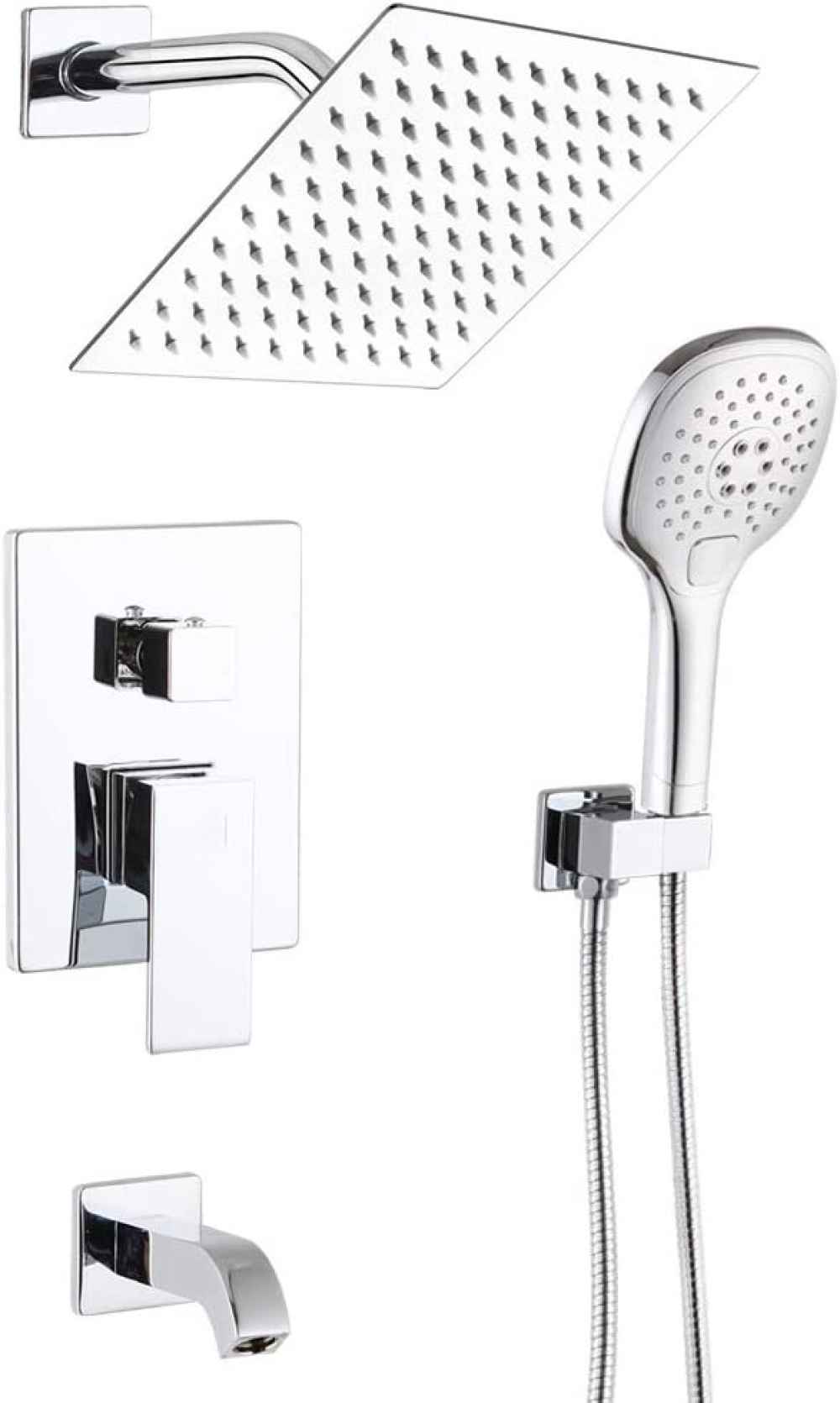 12.27-in. x 6.77-in. Shower Kit Chrome Stainless Steel-Brass CUPC