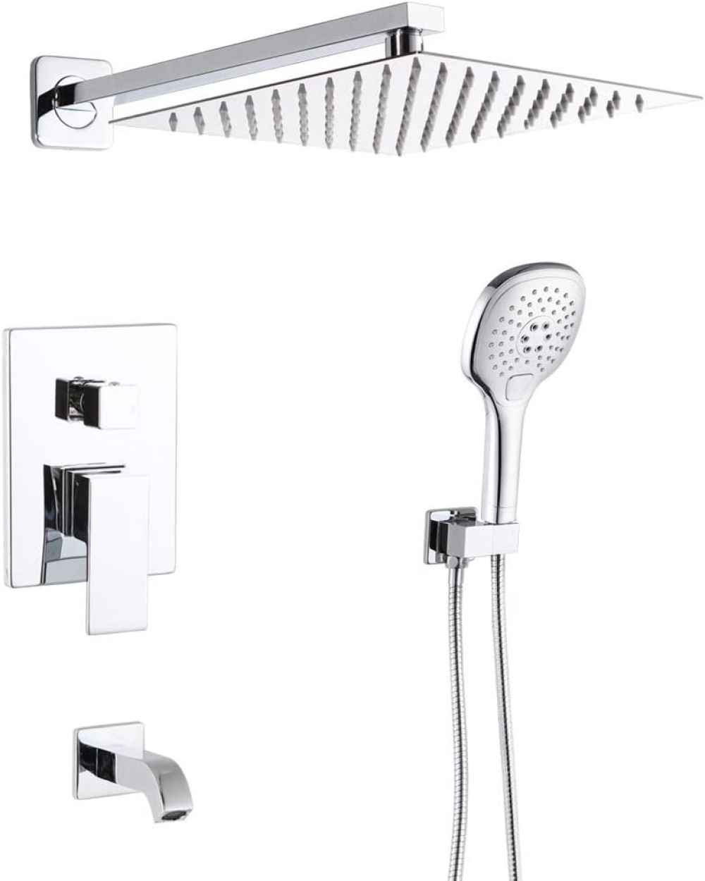 14.5-in. x 10-in. Shower Kit Chrome Stainless Steel CUPC
