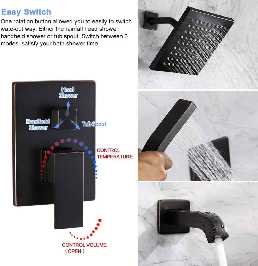 12.24-in. x 6.6-in. Shower Kit Oil Rubbed Bronze Stainless Steel CUPC