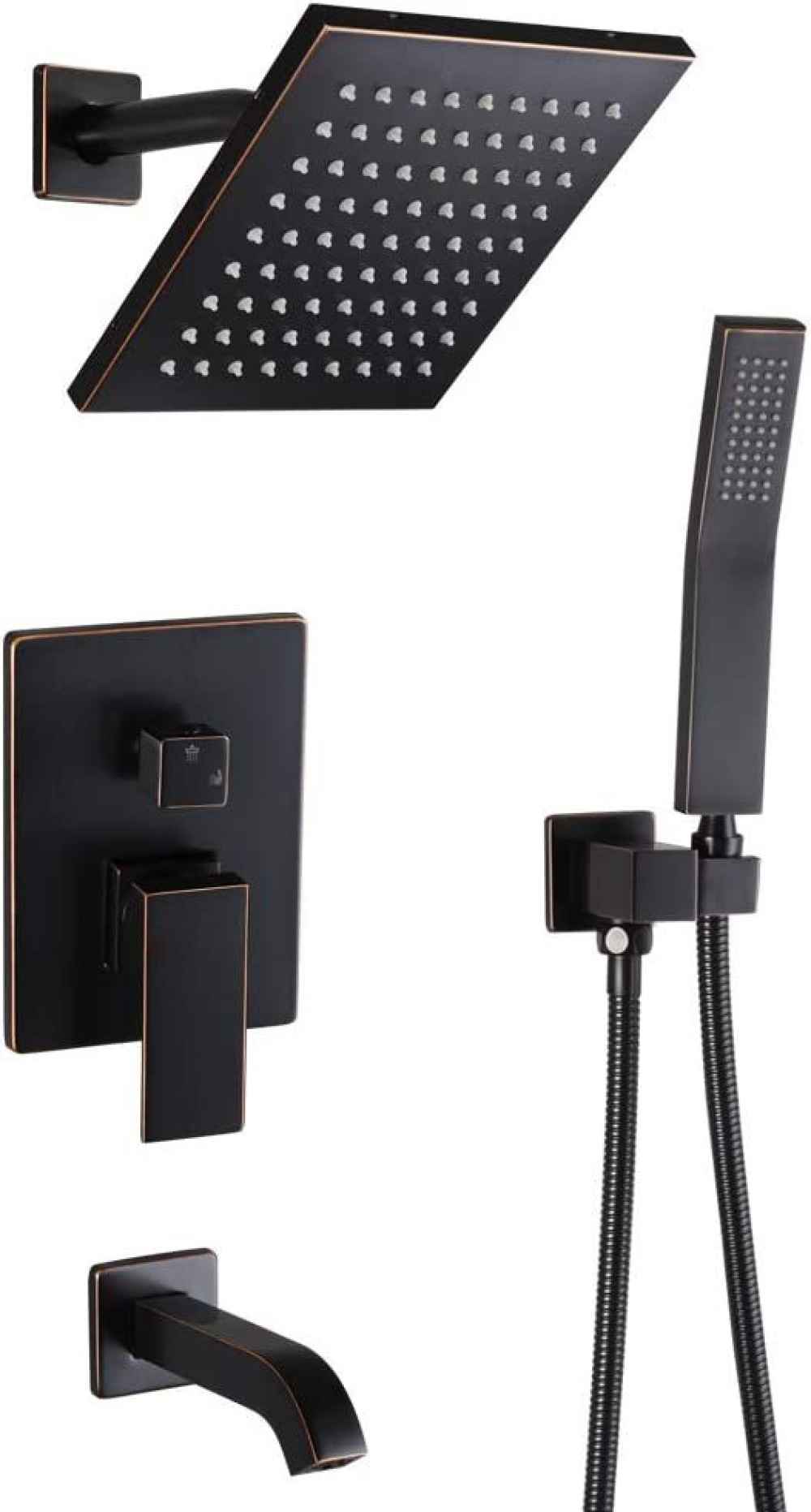 12.24-in. x 6.6-in. Shower Kit Oil Rubbed Bronze Stainless Steel CUPC