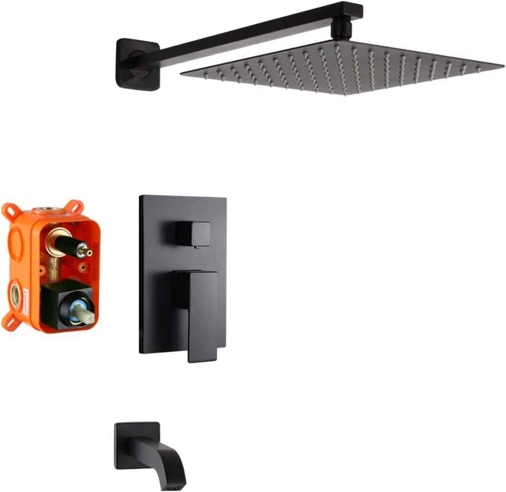 13.5-in. x 8-in. Shower Kit Black Stainless Steel CUPC