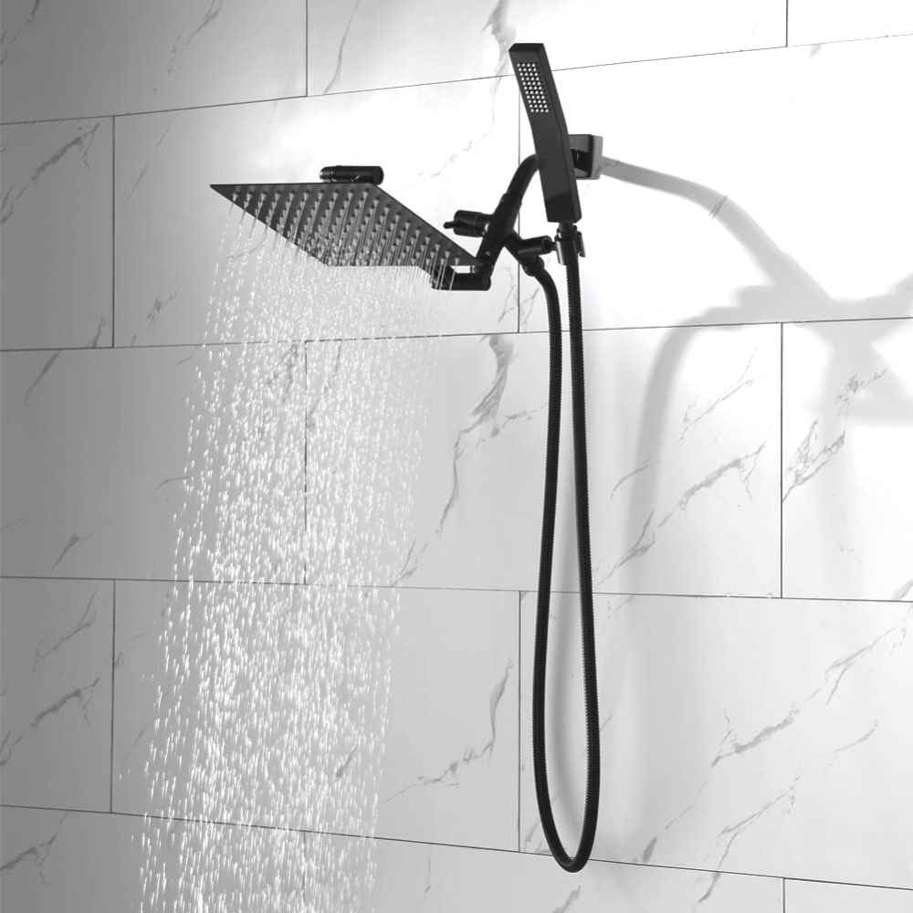 8-in. x 5-in. Shower Kit Black Stainless Steel