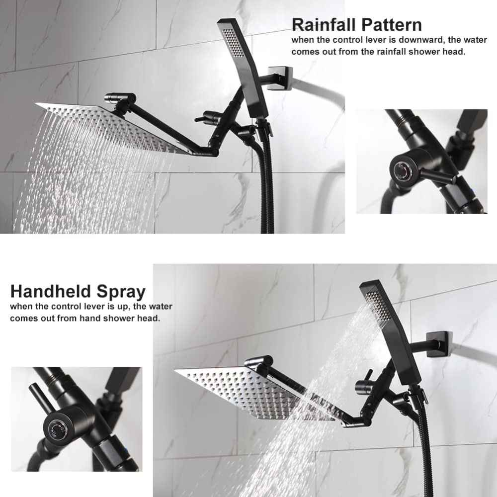 8-in. x 5-in. Shower Kit Black Stainless Steel