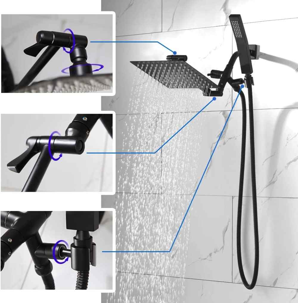 8-in. x 5-in. Shower Kit Black Stainless Steel
