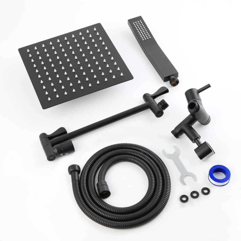 8-in. x 5-in. Shower Kit Black Stainless Steel