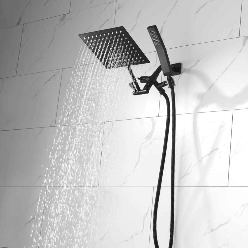 8-in. x 5-in. Shower Kit Black Stainless Steel