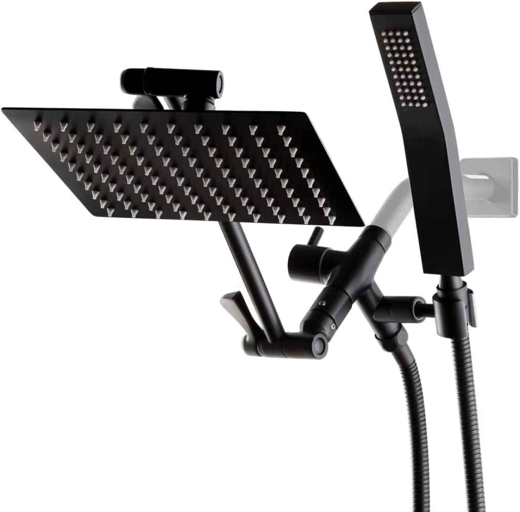8-in. x 5-in. Shower Kit Black Stainless Steel