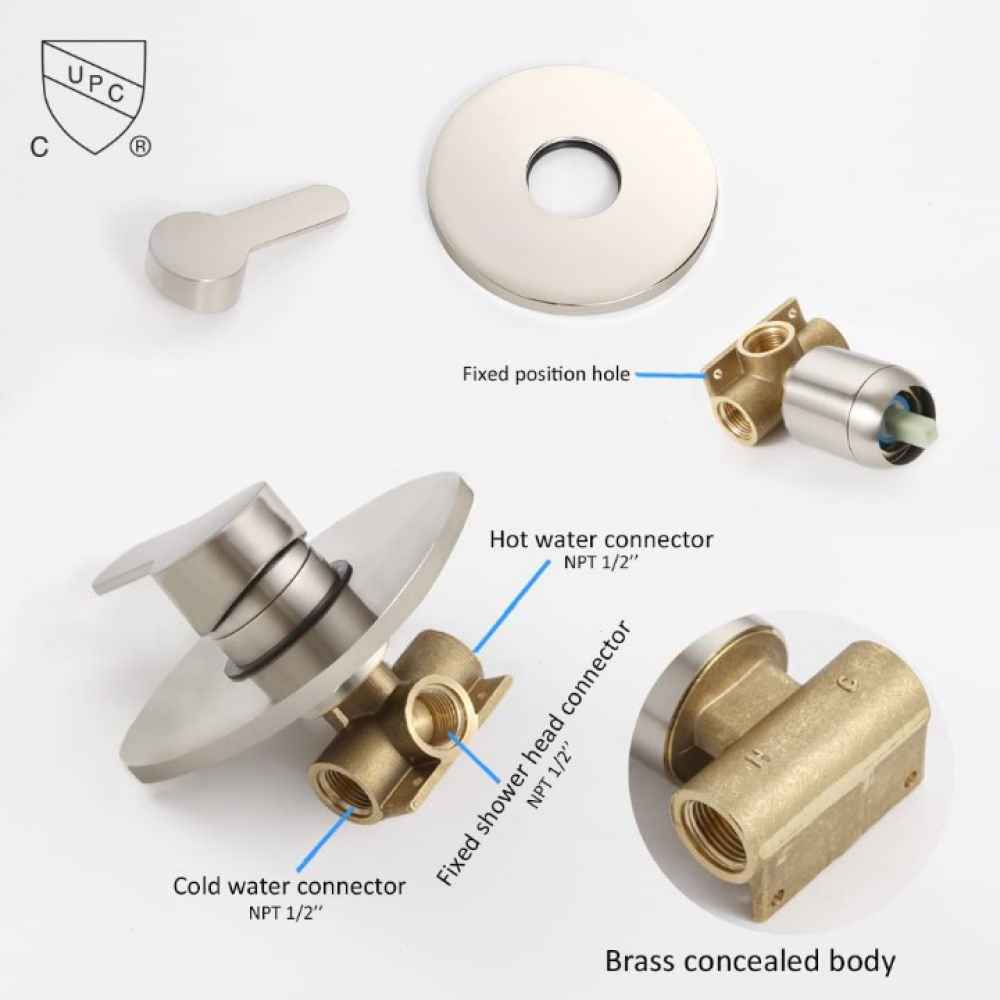 10.6-in. x 3.18-in. Shower Kit Brushed Nickel Stainless Steel CUPC