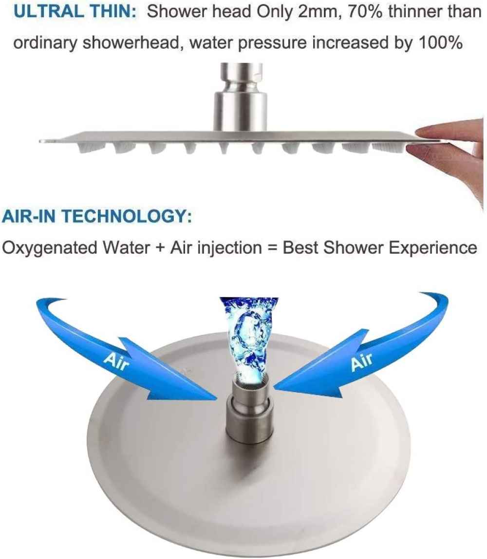 10.6-in. x 3.18-in. Shower Kit Brushed Nickel Stainless Steel CUPC