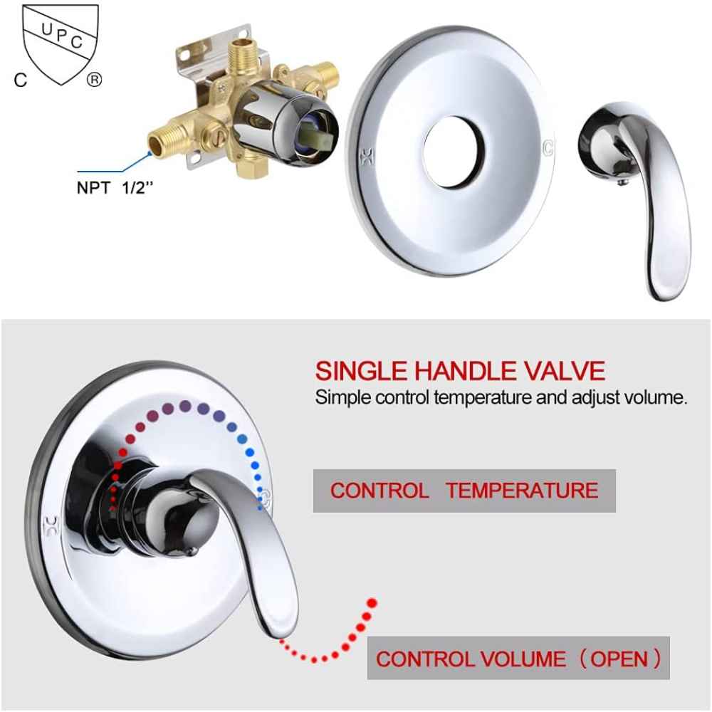 12.12-in. x 6.64-in. Shower Kit Chrome Stainless Steel CUPC