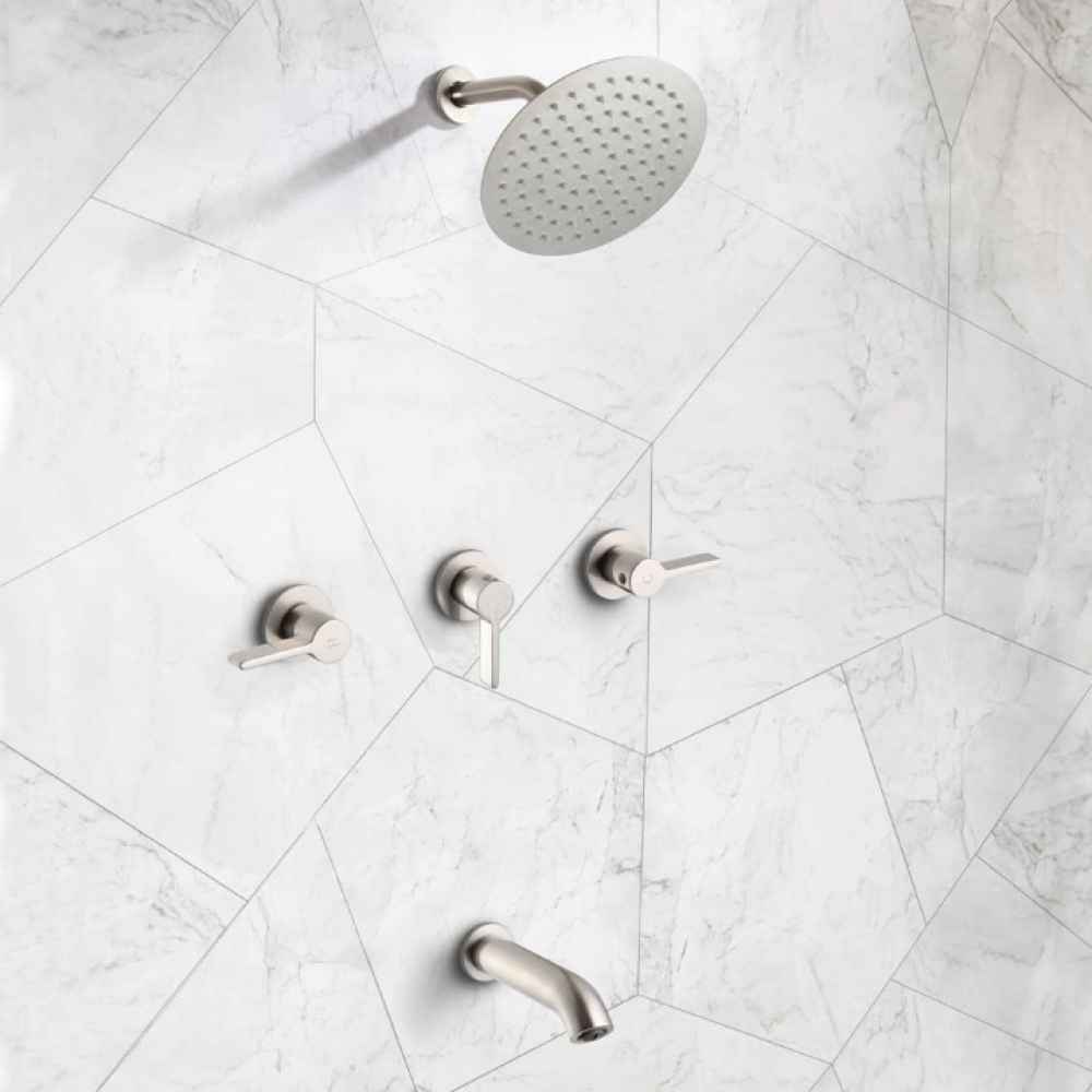 12.12-in. x 6.85-in. Shower Kit Brushed Nickel Stainless Steel