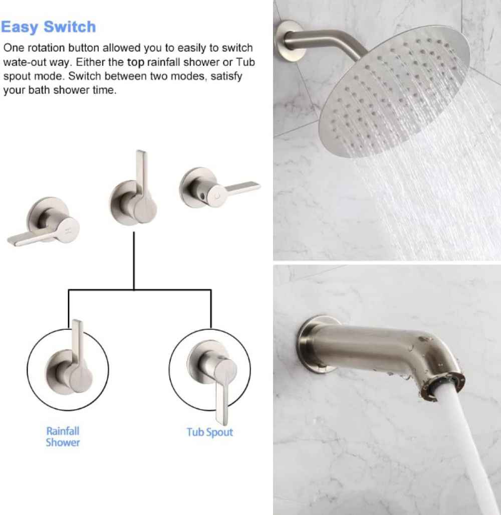 12.12-in. x 6.85-in. Shower Kit Brushed Nickel Stainless Steel