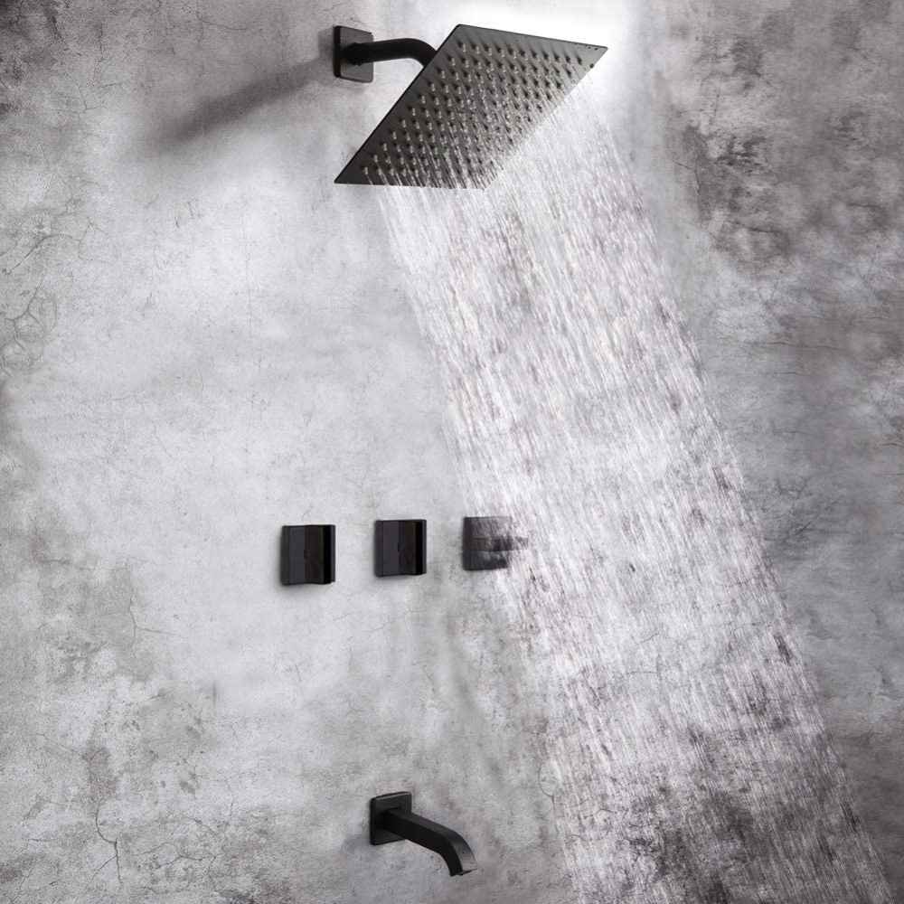 12.44-in. x 6.85-in. Shower Kit Black Brass