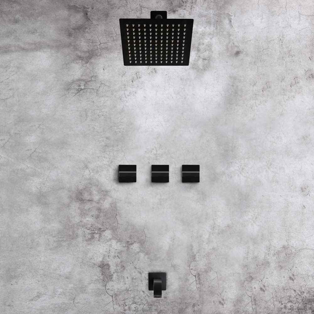 12.44-in. x 6.85-in. Shower Kit Black Brass