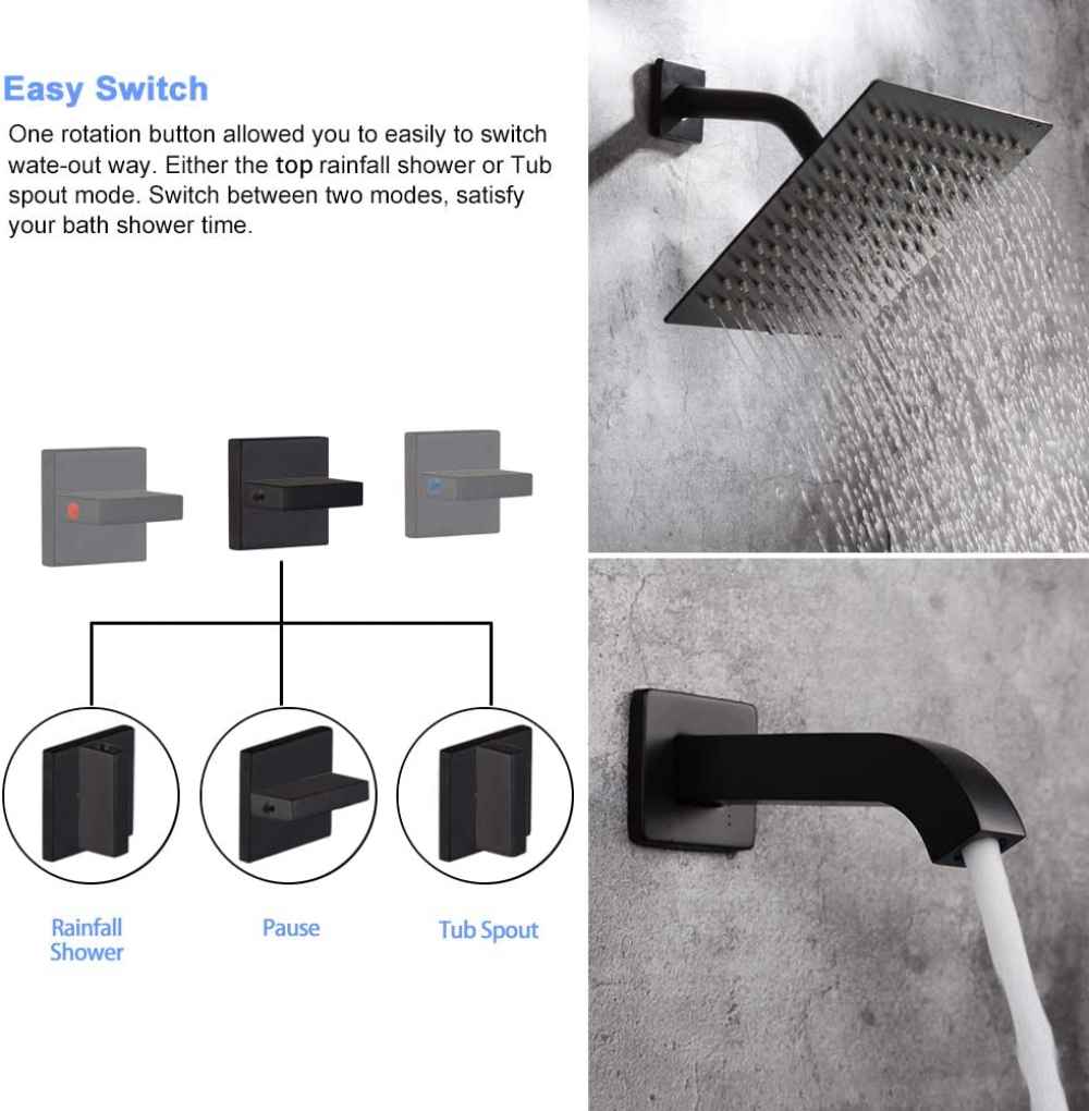 12.44-in. x 6.85-in. Shower Kit Black Brass