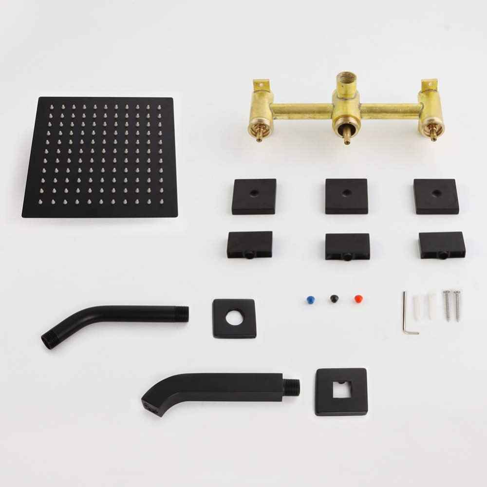 12.44-in. x 6.85-in. Shower Kit Black Brass