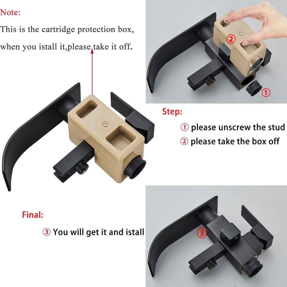 1 Hole Matte Bathtub Shower Faucet Black Brass