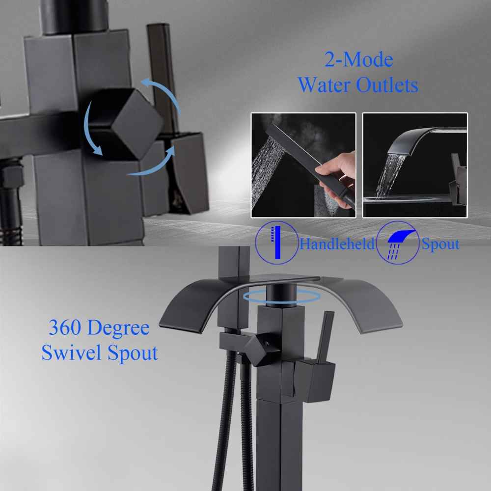 1 Hole Matte Bathtub Shower Faucet Black Brass