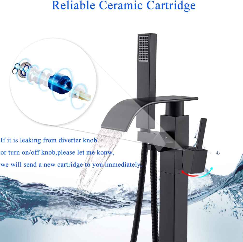 1 Hole Matte Bathtub Shower Faucet Black Brass