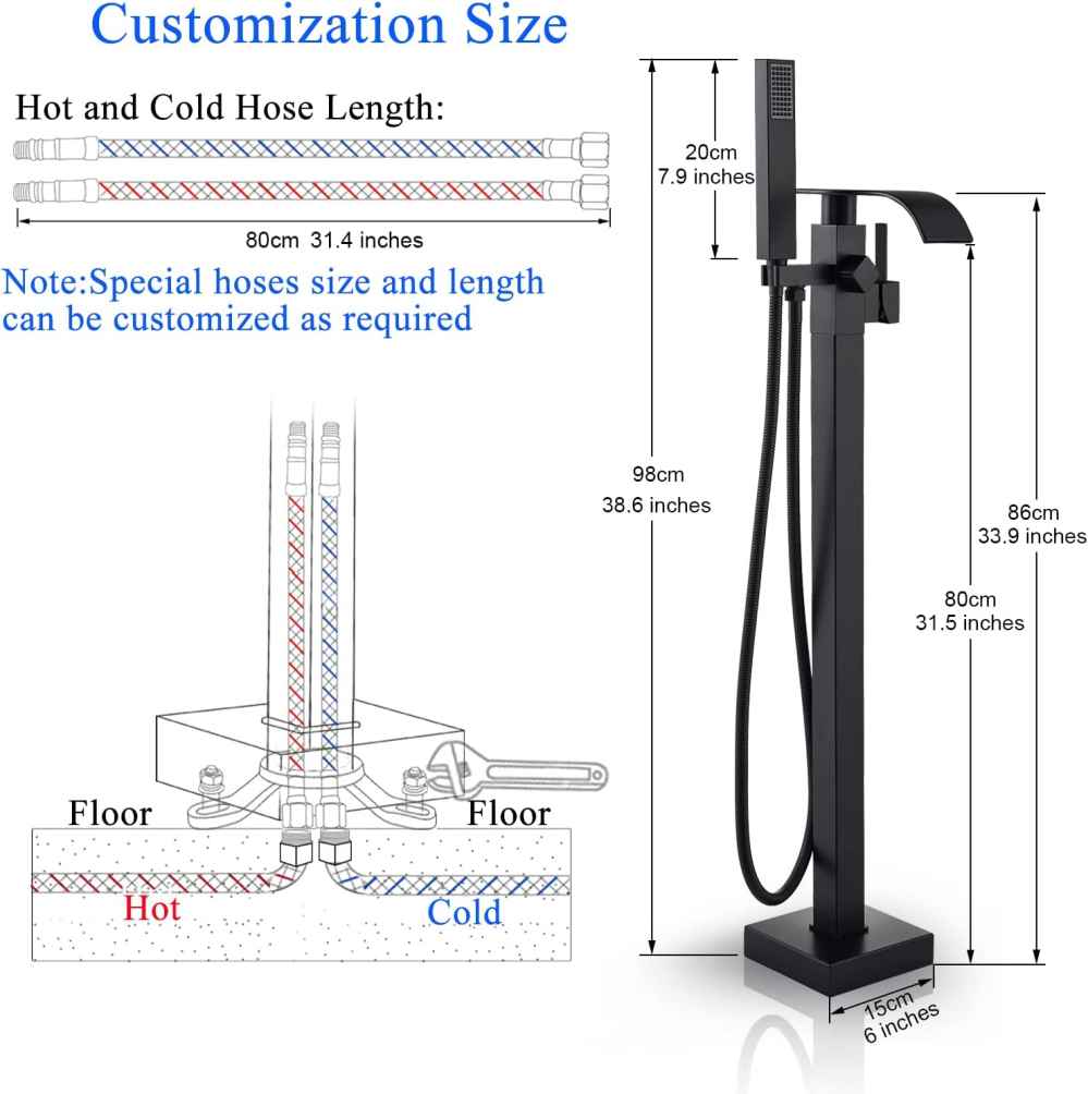 1 Hole Matte Bathtub Shower Faucet Black Brass