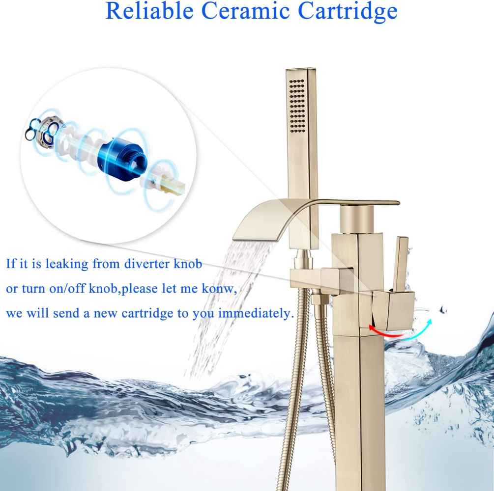 1 Hole Brushed Bathtub Shower Faucet Brushed Gold Stainless Steel