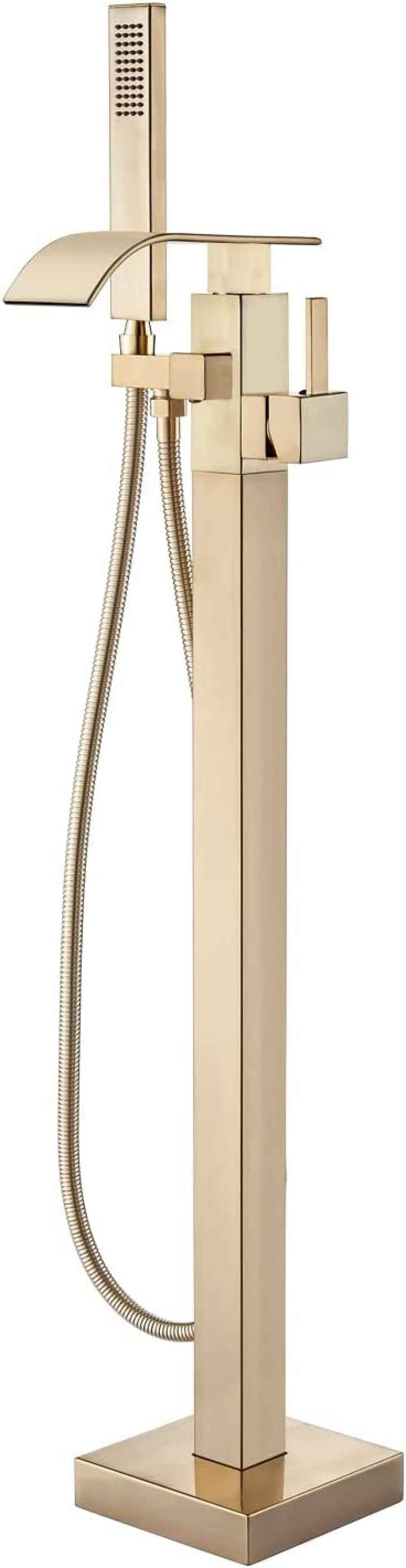 1 Hole  Brushed Bathtub Shower Faucet Brushed Gold Stainless Steel