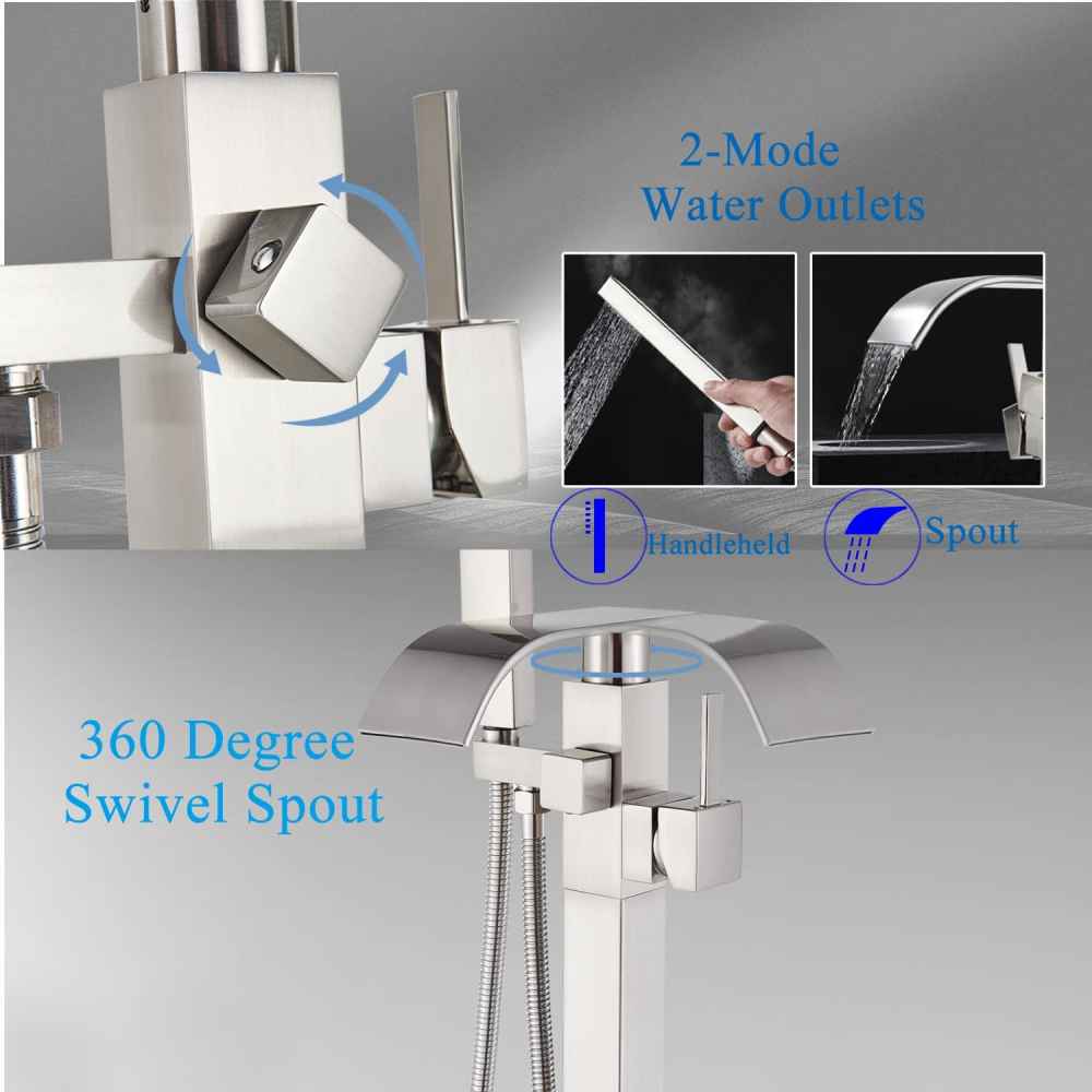 1 Hole Brushed Bathtub Shower Faucet Brushed Nickel Brass