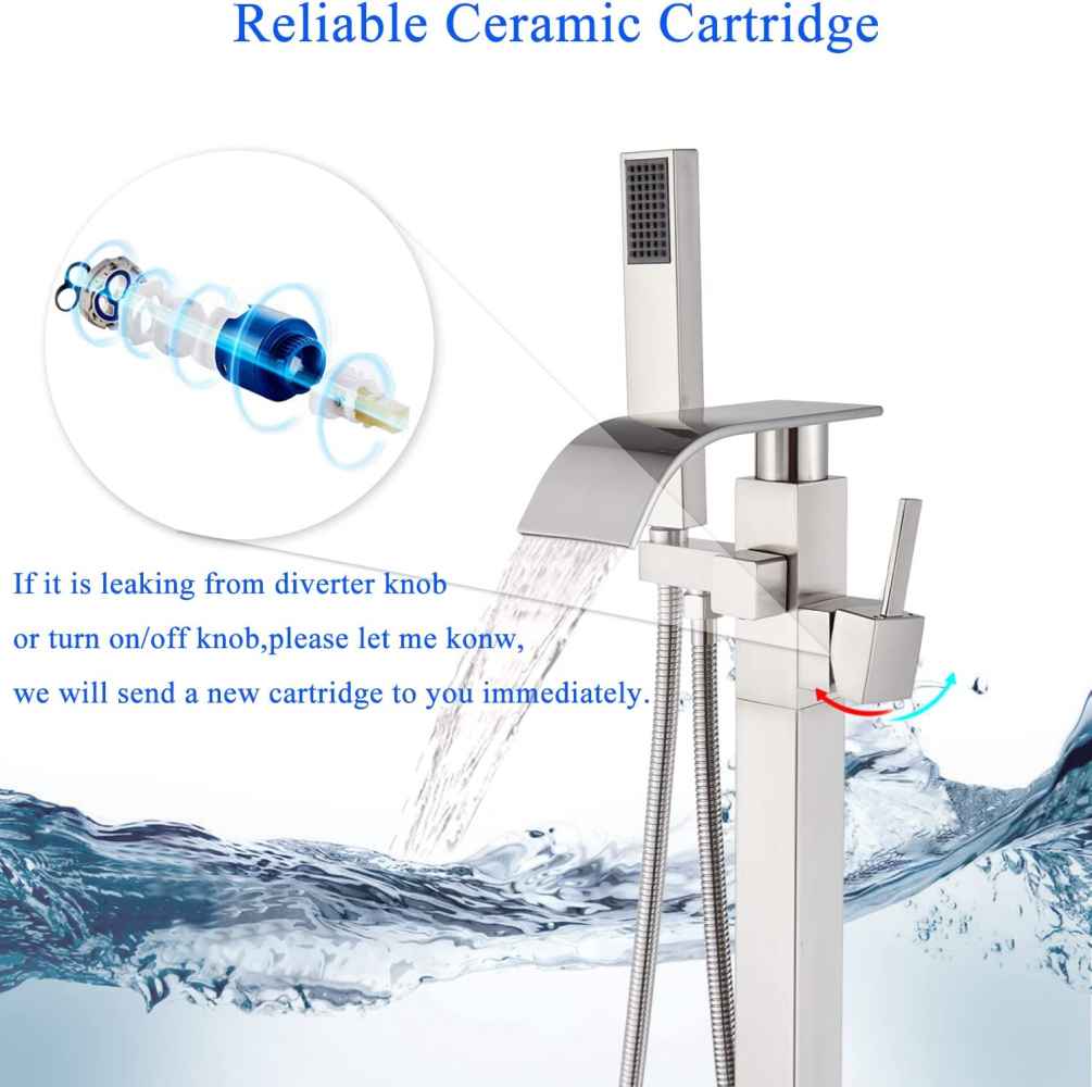 1 Hole Brushed Bathtub Shower Faucet Brushed Nickel Brass