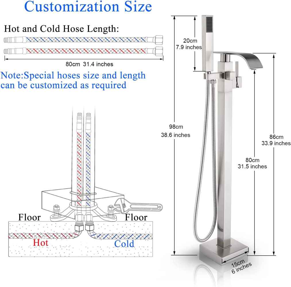 1 Hole Brushed Bathtub Shower Faucet Brushed Nickel Brass