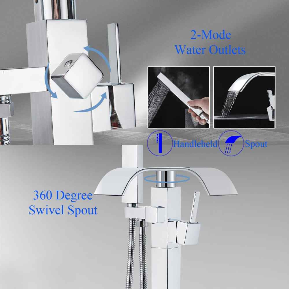 1 Hole Chrome Bathtub Shower Faucet Chrome Stainless Steel