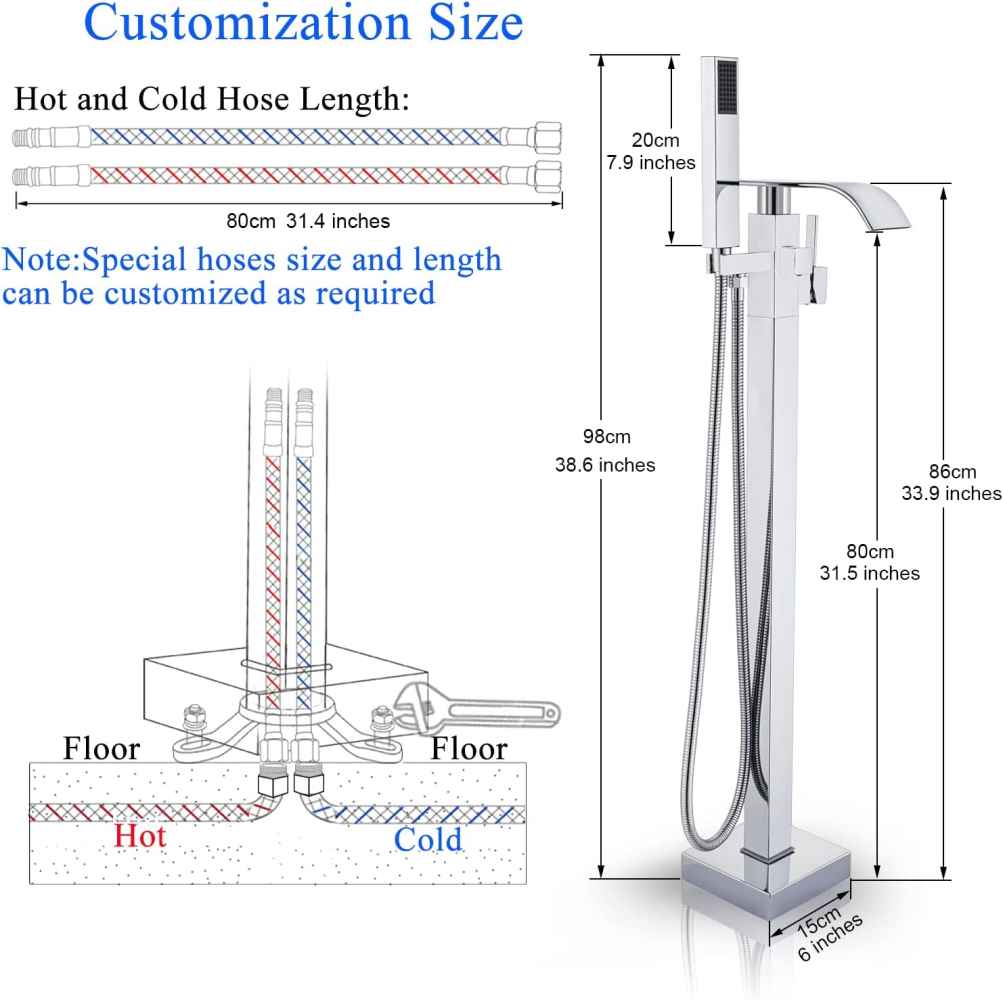 1 Hole Chrome Bathtub Shower Faucet Chrome Stainless Steel