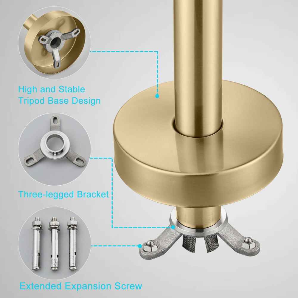 1 Hole Brushed Bathtub Shower Faucet Brushed Gold Brass