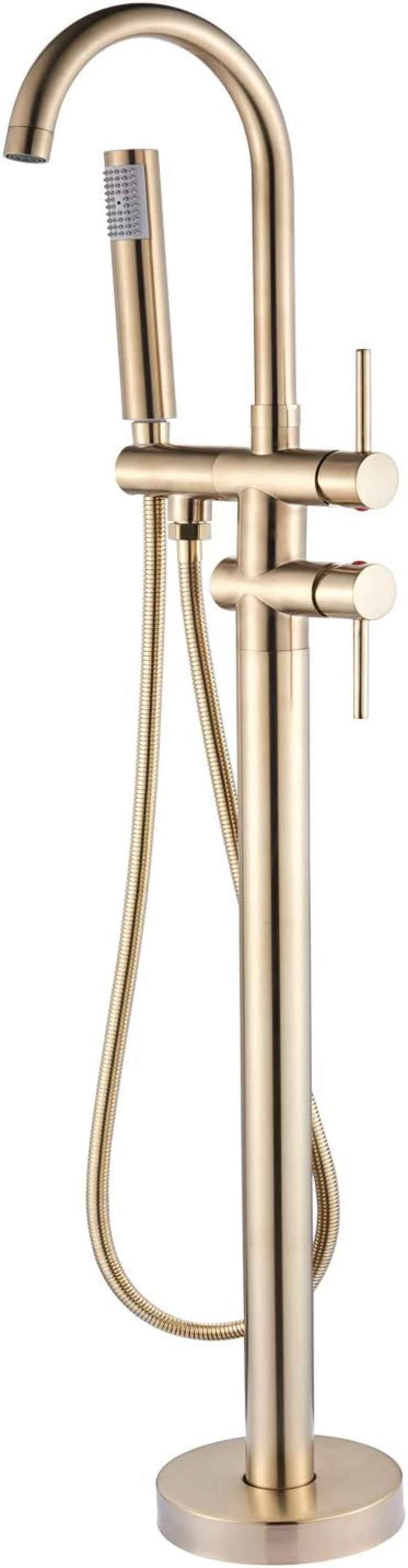 1 Hole  Brushed Bathtub Shower Faucet Brushed Gold Brass
