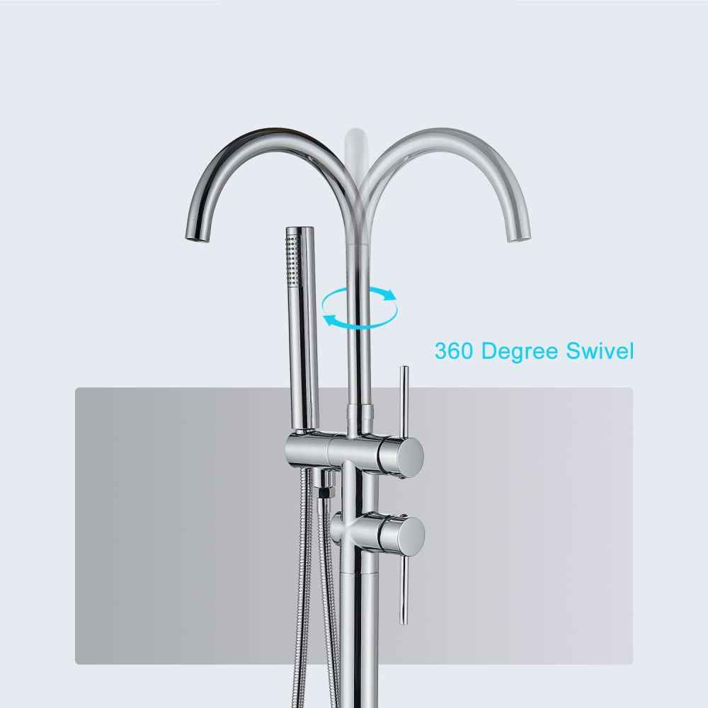 1 Hole Chrome Bathtub Shower Faucet Chrome Brass