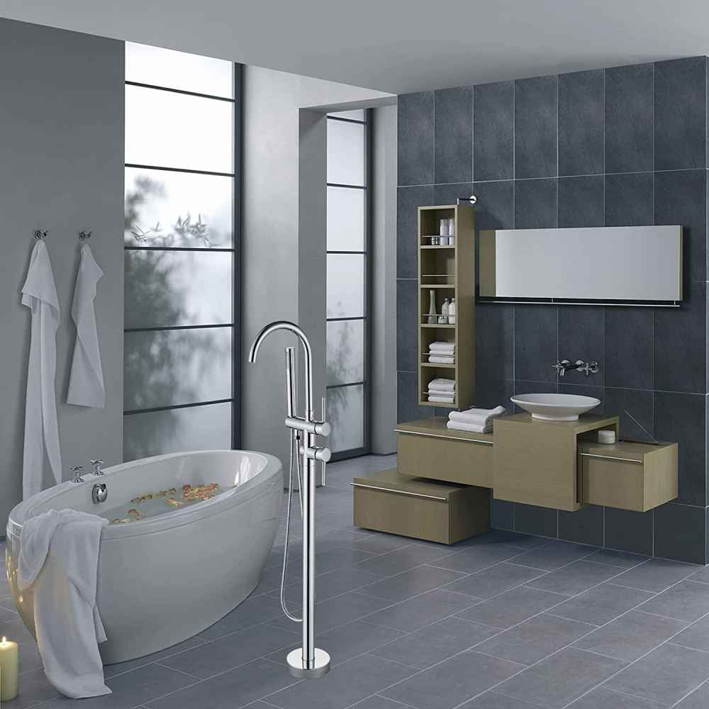 1 Hole Chrome Bathtub Shower Faucet Chrome Brass