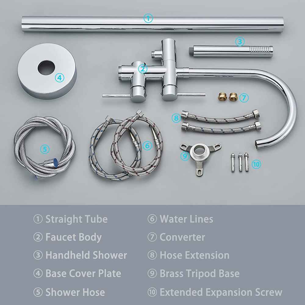 1 Hole Chrome Bathtub Shower Faucet Chrome Brass